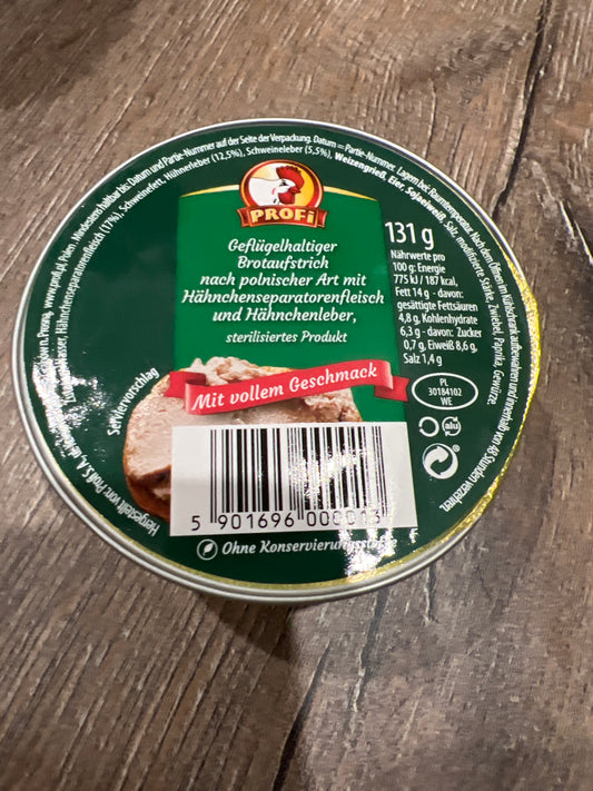 'PROFI' branded poultry pâté 131g (Pasztet drobiowy 'PROFI' firmowy 131g)