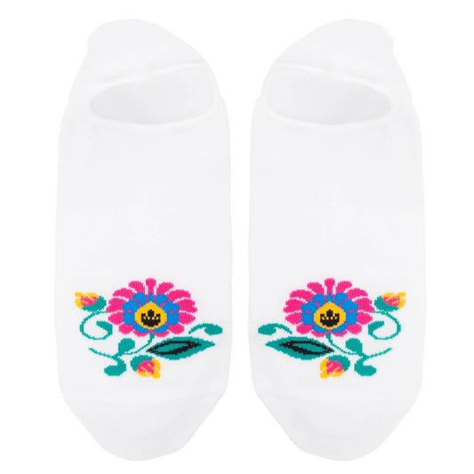 Ankle Socks with a flower - White