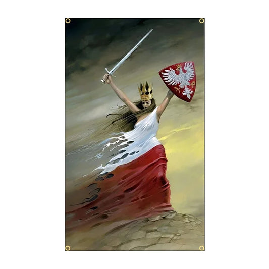 Female Polish Warrior Flag