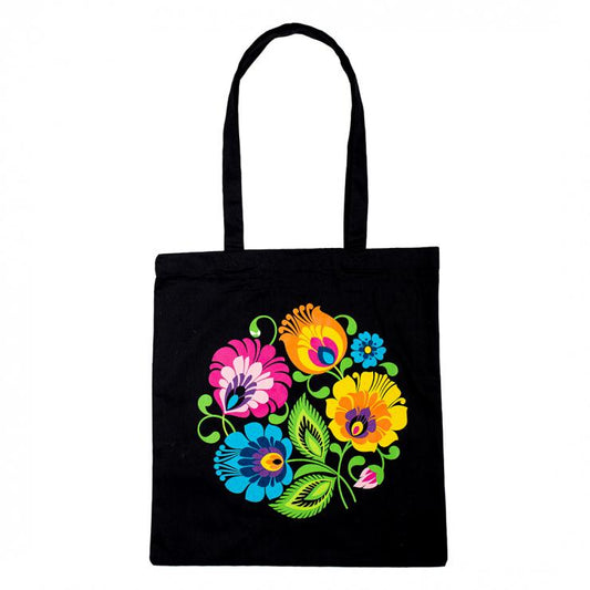 Black Cotton Bag - Lowicz Flowers